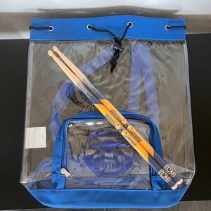 Clear Stadium Bag + Drumsticks Set Transparent Tote Concert Approved